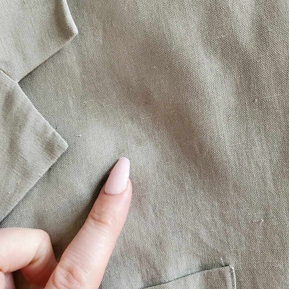 LAUREN RALPH LAUREN/ Silk linen blazer khaki green sage green tan - Picture 8 of 14